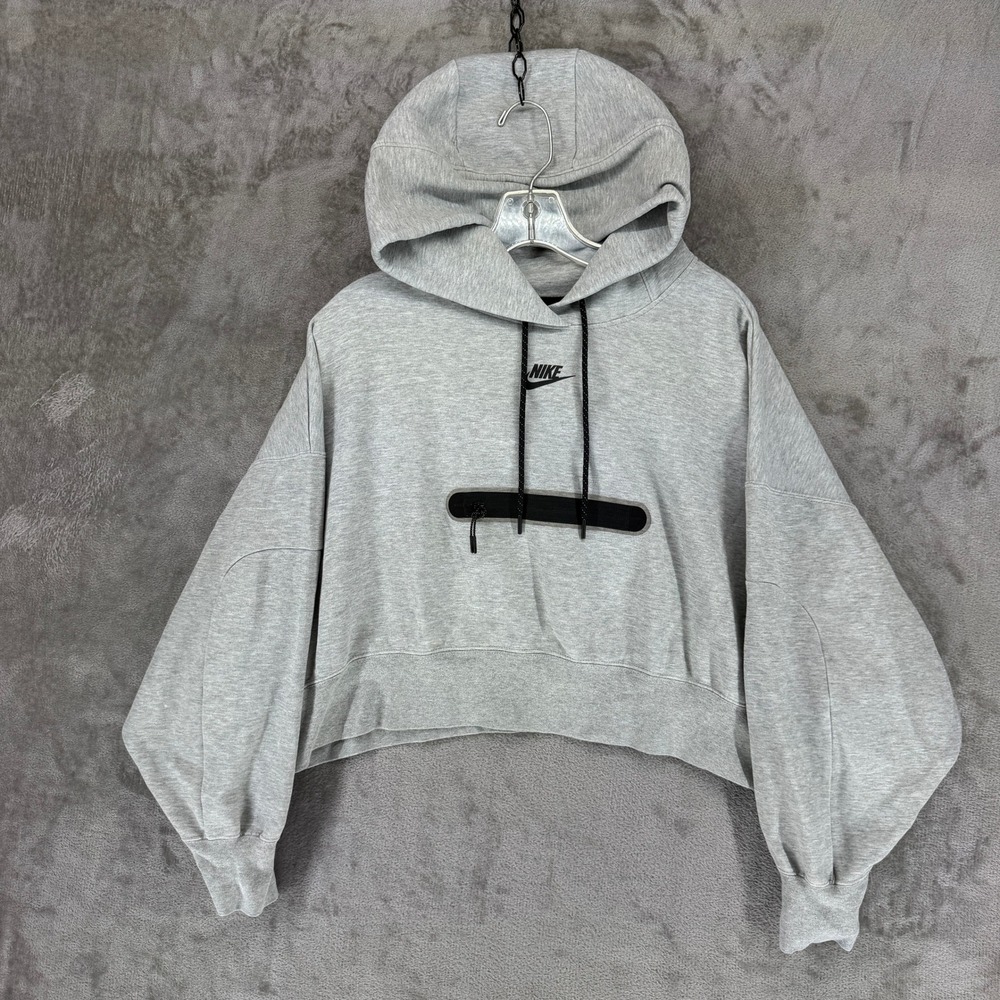 Nike Womens Sportswear Tech Fleece Cropped Hoodie Grey DR4973-063 Small‎